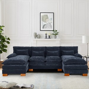 IULULU U-Shaped Sectional Sofa, 112.06'' Chenille Comfy 4-Seat Cloud Couch - 1 of 4