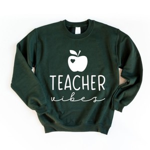 Simply Sage Market Teacher Vibes Cursive Apple Sweatshirt - 1 of 4