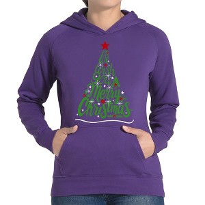LA Pop Art We Wish You A Merry Christmas - Women's Word Art Hooded Sweatshirt - 1 of 4