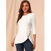 Allegra K Women's 3/4 Sleeve Round Neck Button Decor Casual Stretchy Tunic Tops - 2 of 4