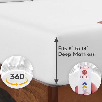 California King Bright White Cotton Deep Pocket Fitted Sheet Set
