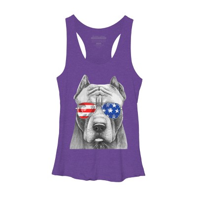 Women's Design By Humans American Pitbull With Sunglasses By Racerback Tank Top