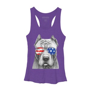 Women's Design By Humans American Pitbull With Sunglasses By Racerback Tank Top - 1 of 2