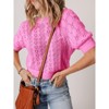 Women's Short Sleeve Round Neck Pullover Sweater - Breathable Open Knit Casual Top - 2 of 4