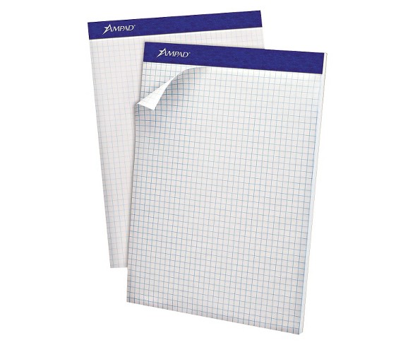 Ampad&#174; Perforated Letter Sized Double Sheet Quad Pad - White - 100 Sheets/Pad - 2 Pack