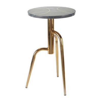 Side Table, Metal And Marble Black and Gold - Olivia & May