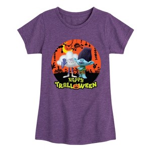 Girls' - Trolls - Happy Trolloween Branch and Cloud Guy Fitted Short Sleeve Graphic T-Shirt - 1 of 4