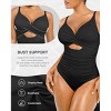 SHAPELLX Tummy Control Swimsuits Women V Neck One Piece Bathing Suit Ruched Push Up Slimming Swimwear Built-in Bra—Black 38 - 2 of 3