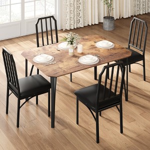 Dining Table, Industrial Modern Wood Farmhouse Square Kitchen Table with Upholstered Chairs, Dining Room Furniture - 1 of 4