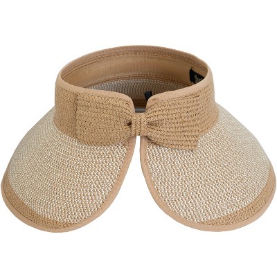 Magid Straw Two Tone Color Block Roll Up Visor