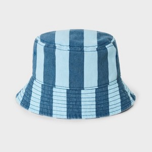 Baby Boys' Striped Bicolor Blue Bucket Hat - Cat & Jack™ Blue - 1 of 3