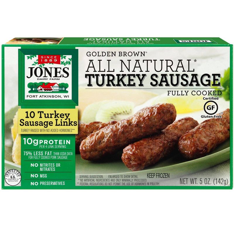Jones Dairy Farm Frozen All Natural Turkey Sausage Links - 10ct/5oz, 1 of 6