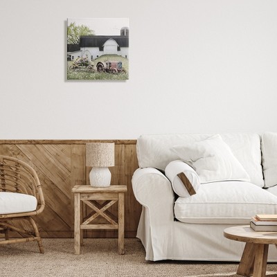 Farmhouse Floral Tractor Canvas Wall Art, 17 x 17