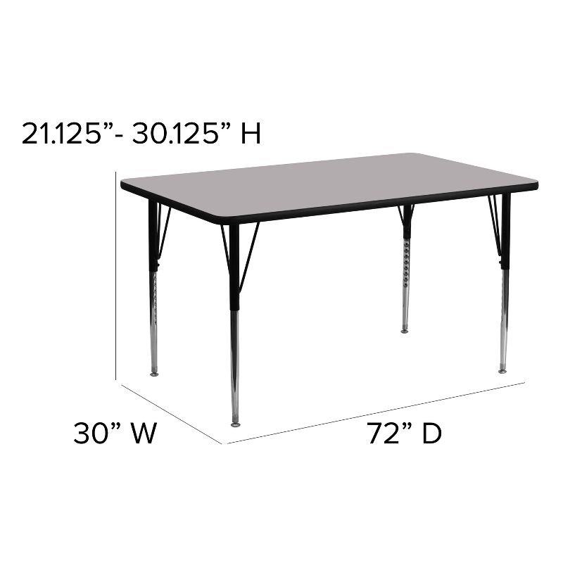 Flash Furniture 30''W x 72''L Rectangular Thermal Laminate Activity Table - Standard Height Adjustable Legs, 4 of 6