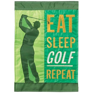 Magnolia Garden Eat Sleep Golf Repeat 13 x 18 Inch Green Polyester Garden Flag - 1 of 2