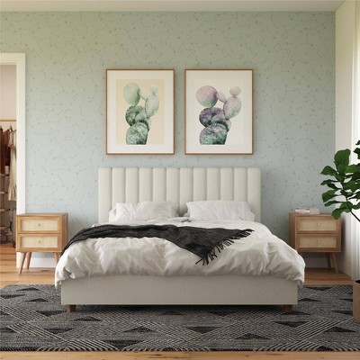 Elegant Queen Gray Linen Tufted Upholstered Bed with Wood Frame