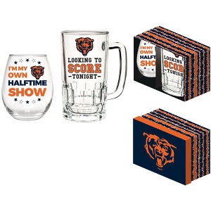 Evergreen Chicago Bears, Stemless 17OZ Wine & Beer 16 OZ Gift Set - 1 of 4