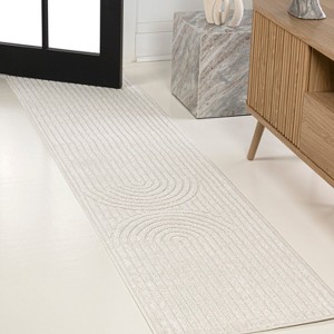 JONATHAN Y Sofia High-Low MidCentury Modern Arch Stripe Two-Tone Indoor/Outdoor Area Rug - 1 of 4