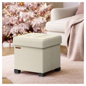 SONGMICS Storage Ottoman, Small Ottoman Foot Rest with Legs, 15 x 15 x 15.7 Inches Foot Stool, Ottoman with Storage, Load up to 660 lb, - 1 of 4