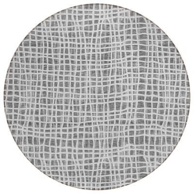 Gray Charcoal And Silver Striped Washable Indoor Outdoor Area Rug