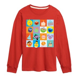 Boys' - Sesame Street - Birthday Grid Long Sleeve Graphic T-Shirt - 1 of 3