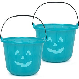 Teal Pumpkin Halloween Trick or Treat Bucket 8.5 in (2 Pack)-Official Teal Pumpkin Project Allergy-Friendly Candy Pail Accessory and Party Supplies - 1 of 2