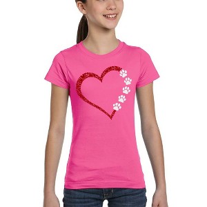 LA Pop Art Meow Heart - Girl's Word Art T-Shirt - 1 of 4