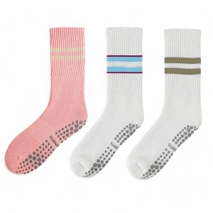 Alilang Women's 3-Pack Non-Slip Athletic Crew Socks with Striped Detail and Cushioned Support - One Size Fits Most, - 1 of 4