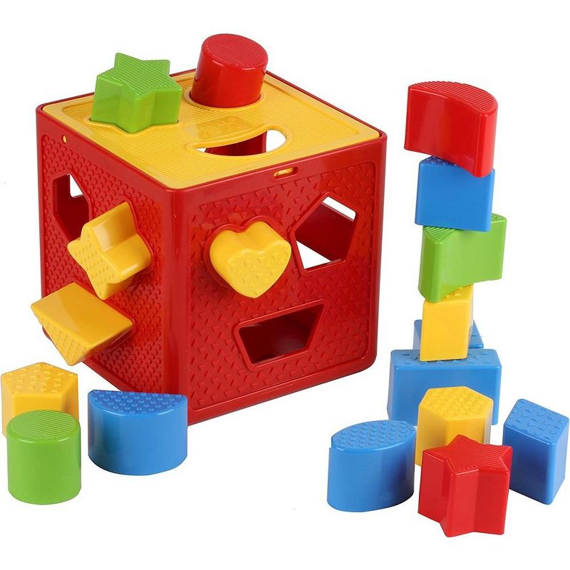 Baby Shape Sorter Toy Blocks - Childrens Blocks Includes 18 Shapes - Color Recognition Shape Toys with Colorful Sorter Cube Box - Play22Usa, 1 of 9