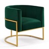Velvet Accent Chair With Cushion, Golden Metal Stand, Curve Backrest Upholstered Vanity Chair, Home Leisure Chair - 3 of 4