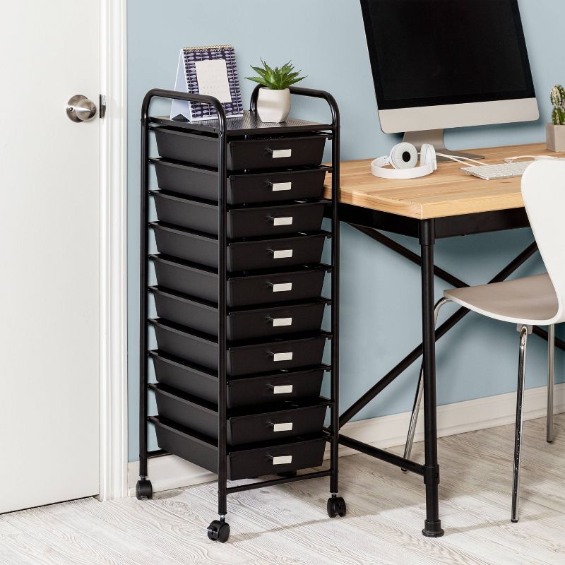 Honey-Can-Do 10 Drawer Rolling Cart Black, 3 of 4