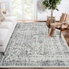Vintage Floral Area Rug, Elegant Thin Carpet with Refined Design, Easy-Clean Low Pile for Living Room, Bedroom, Entryway - 2 of 4