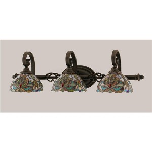 Toltec Lighting Elegante 3 - Light Vanity in  Dark Granite with 7'' Kaleidoscope Art Glass Shade - 1 of 1