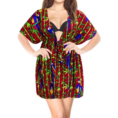 LA LEELA Women's Summer Loose mini Beachwear Bathing Suit Short Flowy Swimsuit Cover ups Tops