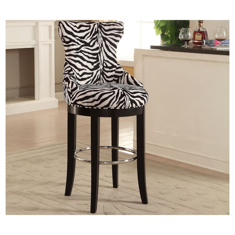 Peace Modern and Contemporary Zebra Print Patterned Fabric Upholstered Barstool with Metal Footrest Beige - Baxton Studio, 3 of 7