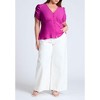 ELOQUII Women's Plus Size Shirred Sleeve Top With Buttons - 4 of 4