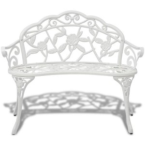 vidaXL Garden Bench White Cast Aluminum and Cast Iron 39.4 in Durable - White - 1 of 4