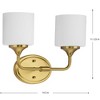 Progress Lighting Lynzie 2-Light Bath Vanity Light, Brushed Gold, Etched White Glass Shades - 3 of 4