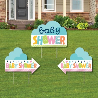 Big Dot of Happiness Colorful Baby Shower - Gender Neutral Party Yard Sign with Stakes - Double Sided Outdoor Lawn Sign - Set of 3