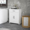 kleankin Freestanding Bathroom Cabinet, Modern Bathroom Storage Cabinet with Storage Drawer, 2 Doors & Adjustable Shelf, White - 2 of 4