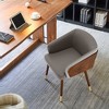 ARTPLAN Mid Century Modern Dining Chair, Faux Leather with Walnut,Uphoolsted Accent Arm Chair,Sitting Chair with Wooden Gold Metal feet - 3 of 4