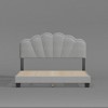 FUFU&GAGA Gray Queen-size Upholstered Bed Frame with Scalloped Headboard & LED Accent Light - 3 of 4