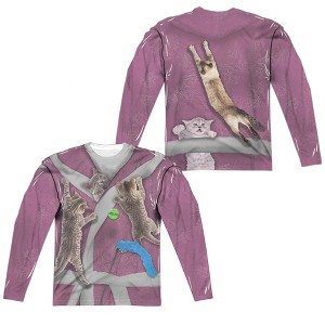 Men's Crazy Cat Lady (Front Back Print) Long Sleeve Costume T-Shirt - 1 of 4