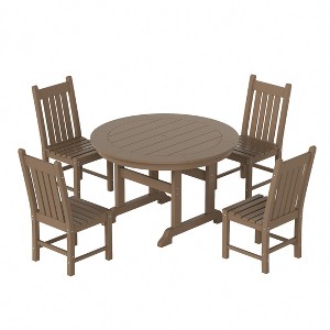 WestinTrends 5 Piece Outdoor Patio Dining Set Outdoor Round Table and Chair Set - 1 of 2