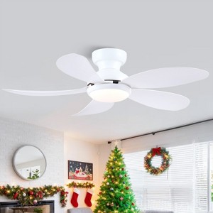 42 Inch White Low Profile Ceiling Fan with 5 ABS Blades Reversible DC Motor with Remote and APP Control for Living Room Bedroom - 1 of 4