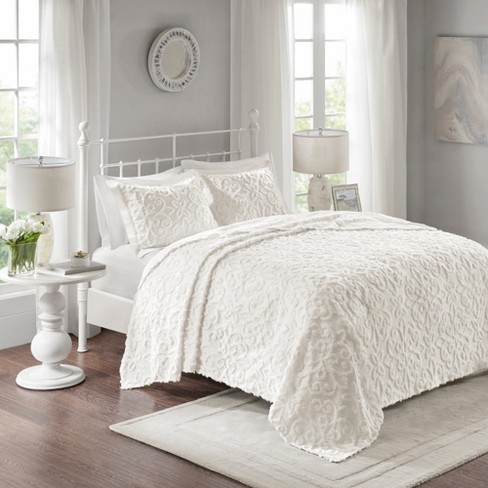 White Amber Cotton Chenille Bedspread Set Target