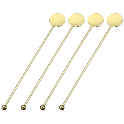 Unique Bargains Stainless Steel Drink Coffee Cocktail Stirrers Swizzle Sticks 4 Pcs