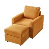 Yellow Classic corduroy recliner, comfortable sofa recliner, upholstered lounge chair with footstool for living room - 3 of 4