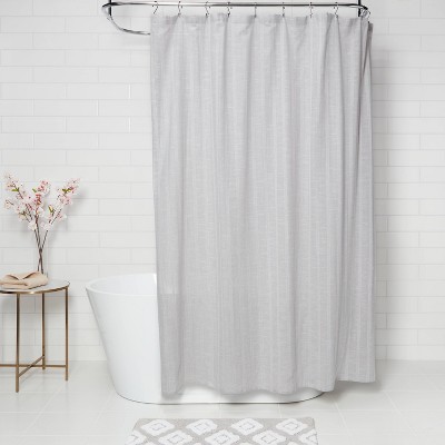 Gray Cotton Tonal Striped Shower Curtain