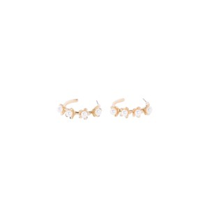 Slickblue Pearl Flower Hoop Earrings, Gold Finish, Chic Floral Design, Everyday Statement Jewelry, 1.1" - 1 of 3